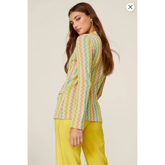 Anthropologie Aldo Martins Women 12 Chevron Blazer Jacket Bamboo Spain Designer - Picture 4 of 16